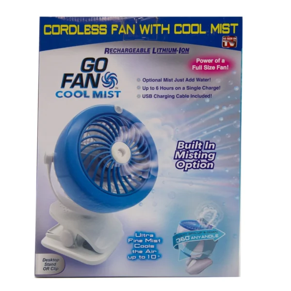 Go Fan Portable Cooling Fan Mist USB Rechargeable – Summer -As Seen on TV