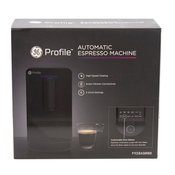 GE Profile Smart Automatic Espresso Machine 20‑Bar Pump Built‑In Grinder Frother Wi‑Fi Black
