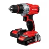 Einhell TE-CD 18/2 Li Kit, a powerful 18V cordless drill, in a red and black design with two 1.5Ah lithium batteries.