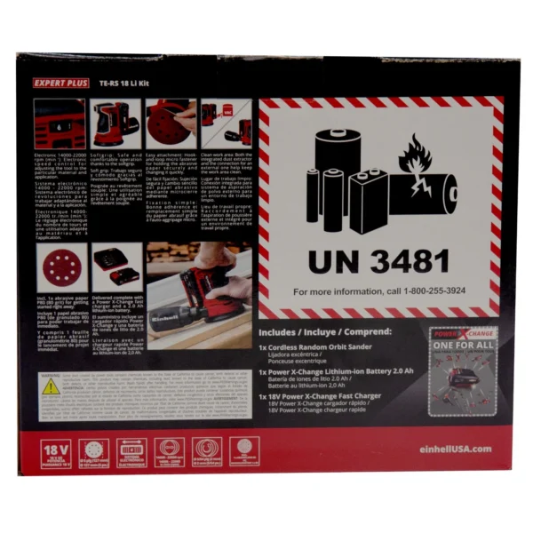 Einhell Power X-Change 18V Cordless Random Orbital Sander Woodworking Tool