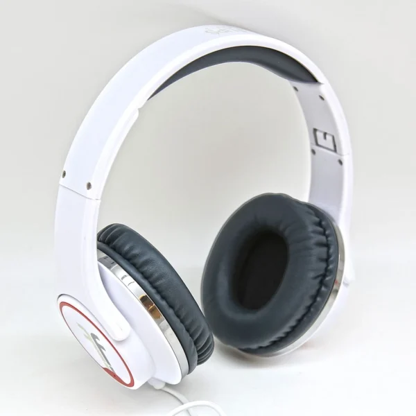 Flips Audio HD Wired Headphones with Built-in Speaker in white with silver accents and black earcups, offering a 2-in-1 dual-mode listening experience.