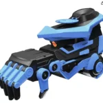 Gelbee Flurry Glove Water Bead Gel-BB Blaster in blue and black, shaped like a futuristic gauntlet or robot arm with a water bead hopper on top.