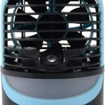 New Zaahn Ultra Chill Deluxe Personal Cooler in light blue and black, showing the front fan and misting nozzle.