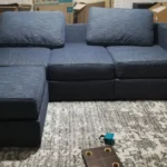 Lovesc Sactional Covers Set – Vintage Blue Rained Chenille – 7 Seats 8 Sides