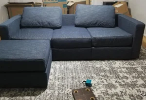 Lovesc Sactional Covers Set – Vintage Blue Rained Chenille – 6 Seats 8 Sides