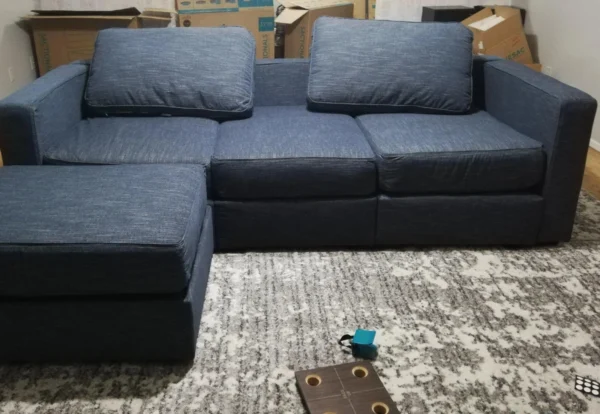 Lovesc Sactional Covers Set – Vintage Blue Rained Chenille – 6 Seats 8 Sides