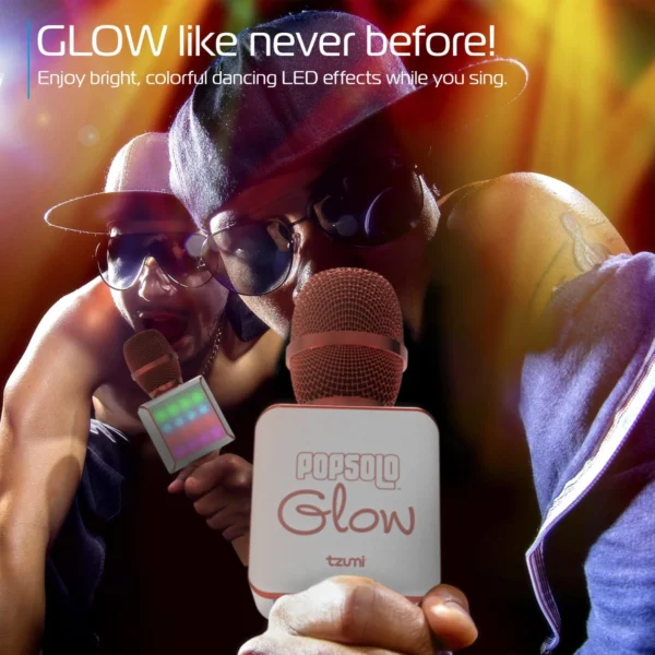 Tzumi Pop Solo Glow Karaoke Microphone Bluetooth Speaker LED Holder
